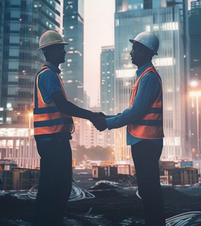 Employees holding hands